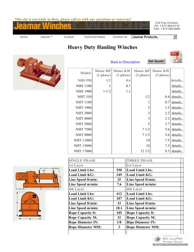 Heavy Duty Hauling Winches NHS 550