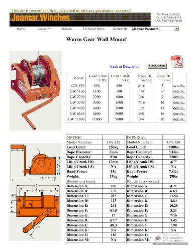 Worm Gear Wall Mount GW 550