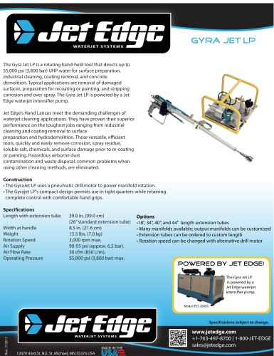 Gyra Jet LP - Waterjet Cleaning and Surface Preparation Tool, Water Blaster