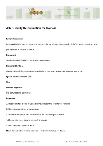 Ash Fusibility Determination for Biomass