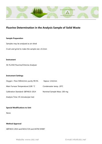 Fluorine Determination in the Analysis Sample of Solid Waste