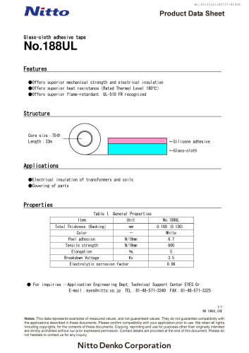 Glass - cloth adhesive tape No.188UL