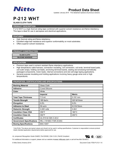 P-212 WHT glass cloth tape