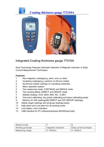 Coating thickness gauge TT210A