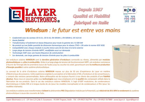 Onduleurs solaires série Windsun