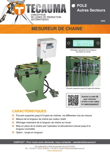 D002 Machine de mesure de longueur pour chaînes