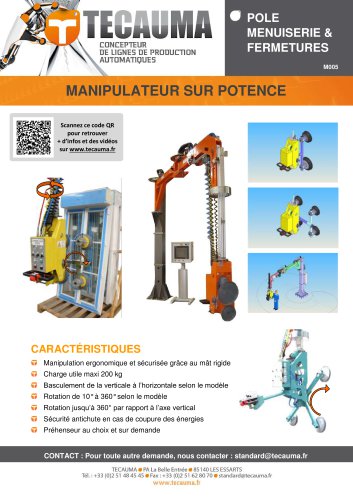 M005 Manipulateur sur potence pour vitrage