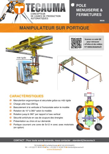 M006 Manipulateur suspendu sur portique pour vitrage