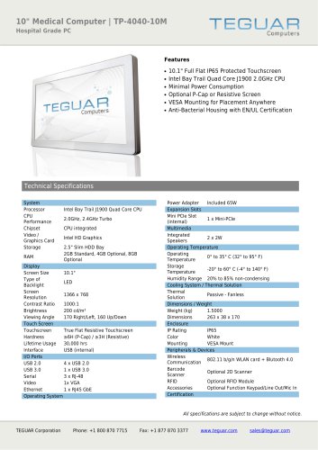 10" MEDICAL COMPUTER | TP-4040-10M