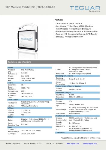 10" MEDICAL TABLET PC | TMT-1830-10