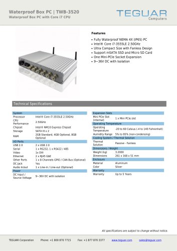 WATERPROOF BOX PC | TWB-3520