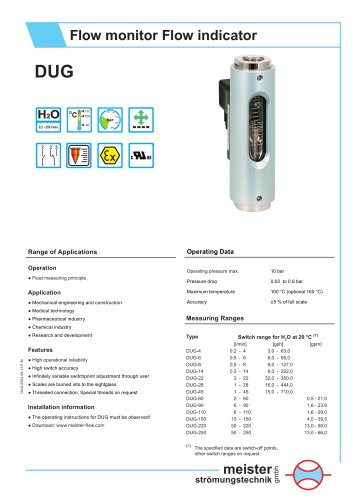 DUG Flow monitor and indicator for liquids