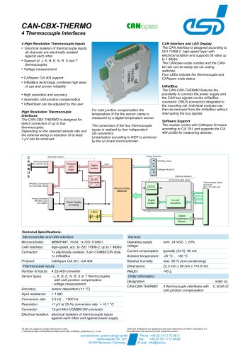 Data Sheet CAN-CBX-Thermo