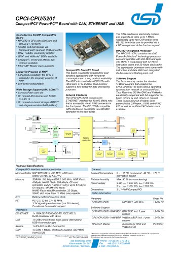 Data Sheet CPCI-CPU/5201