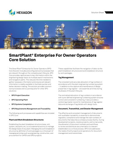 SmartPlant® Enterprise For Owner Operators Core Solution