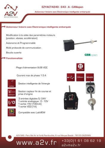 EZYACT4240-E43-CANopen - Actionneur linéaire avec électronique intégrée