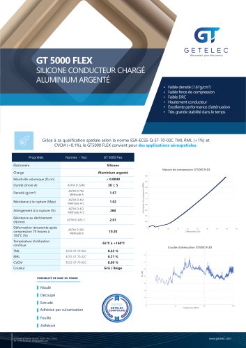 GT5000FLEX - Fiche technique silicone conducteur chargé aluminium argenté - GETELEC