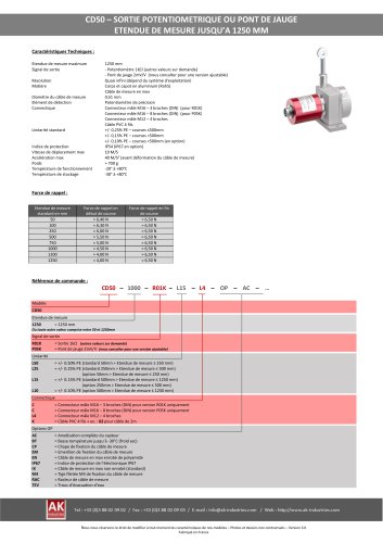 Capteur de position à câble CD50 - Sortie potentiométrique