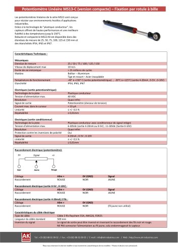 Potentiomètre linéaire MS13-C (version compacte)