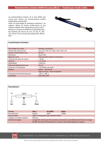 Potentiomètre linéaire MS94-M (version standard)