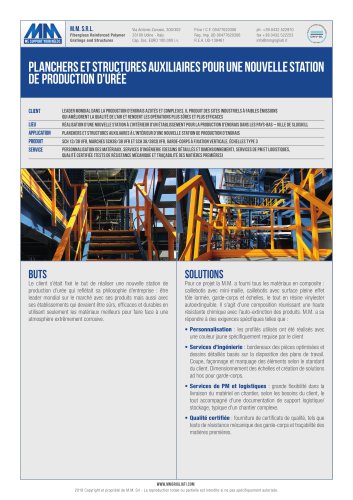 PLANCHERS ET STRUCTURES  POUR UNE  STATION DE PRODUCTION D'URÉE