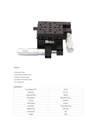 JXLS Manual Translation Stage LSSZ-0402 Precision Measurement