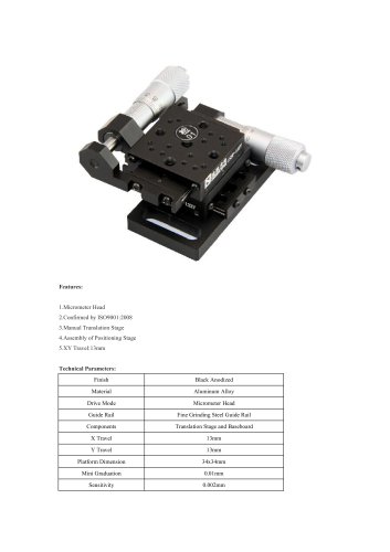 JXLS manual xy translation stage LSSZ-0202 Precision Measurement