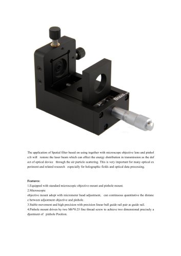 JXLS Precision spatial filters LSLB1 Lab Precision Measurement