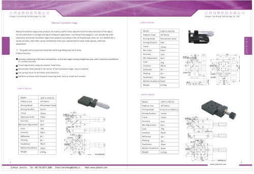 One axis Manual Linear Tranlsation Stage