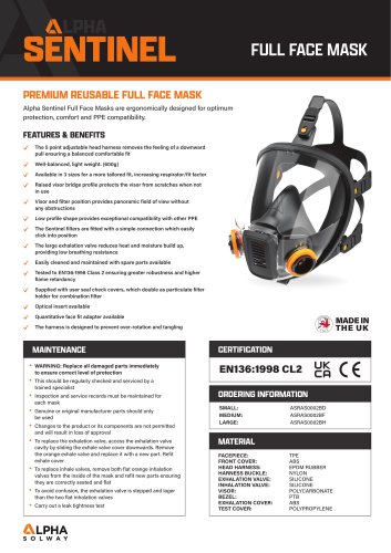 Alpha Sentinel Full Face Respirator