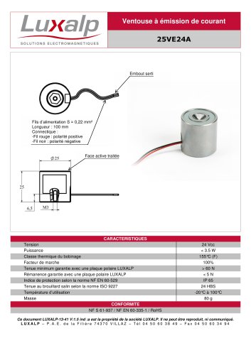 Ventouses électromagnétiques à émission / diamètre 25