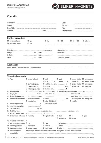 Product Selection Checklist