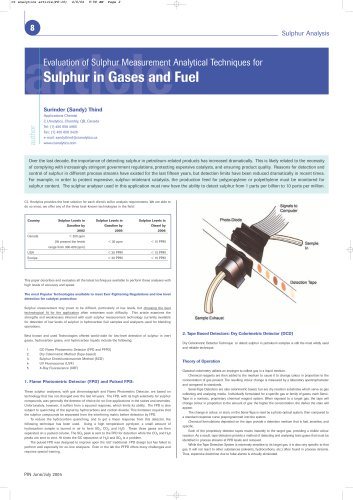 Sulphur in Gases and Fuel