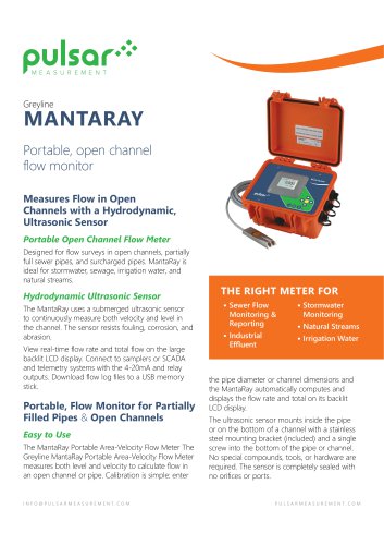 MantaRay Portable Area-Velocity Flow Meter