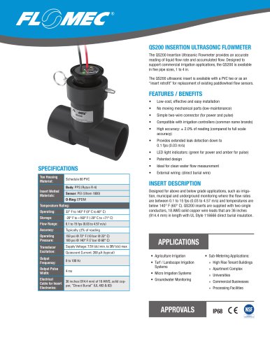 QS200 INSERTION ULTRASONIC FLOWMETER