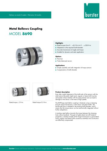 Data Sheet Metal Bellows Coupling Model 8690