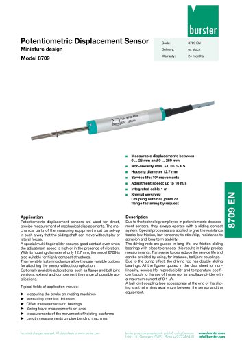 Data sheet Model 8709