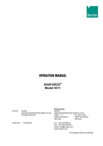 Operating Manual DIGIFORCE® Model 9311