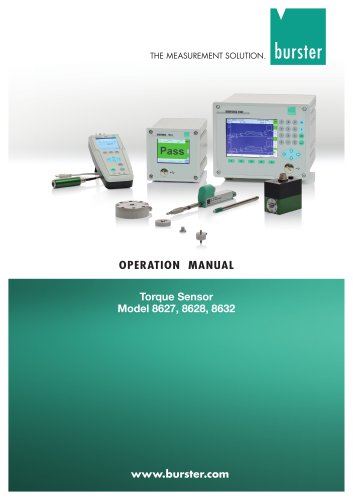 Operation Manual Torque Sensor Models 8627, 8628, 8632