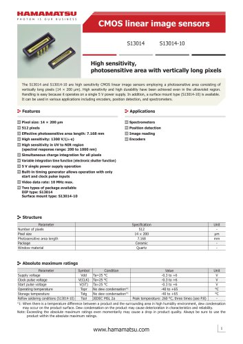 CMOS linear image sensors S13014 S13014-10