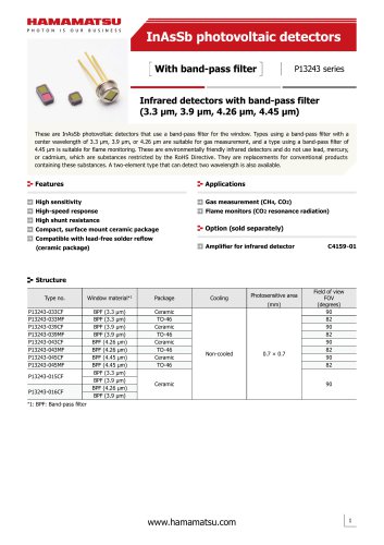 InAsSb photovoltaic detectors P13243 series