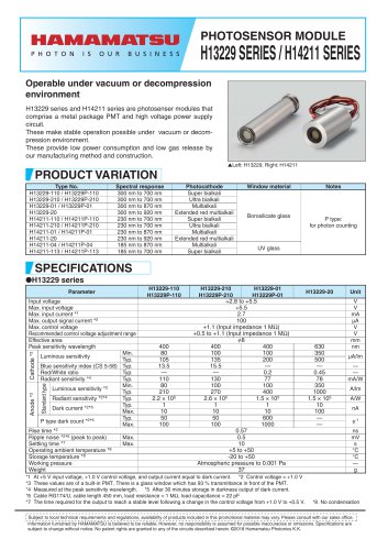 PHOTOSENSOR MODULE H13229 SERIES/H14211 SERIES