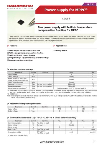 Power supply for MPPC® C14156