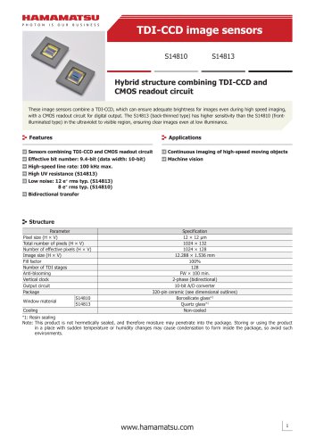 TDI-CCD image sensors S14810, S14813