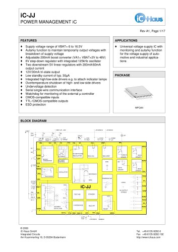 iC-JJ    Power Management IC with Autarky Function 