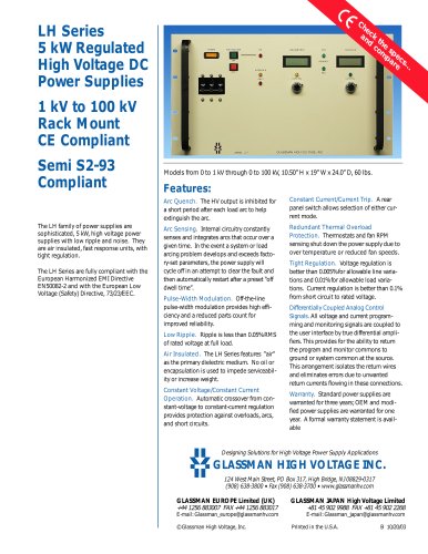 LH Series 5 kW Regulated High Voltage DC Power Supplies