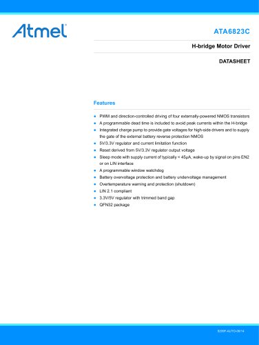 ATA6823C H-Bridge Gate-Driver with LIN Transceiver 2.0, Window Watchdog and 3.3/5V Voltage Regulator