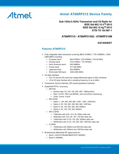 Atmel AT86RF215 Device Family