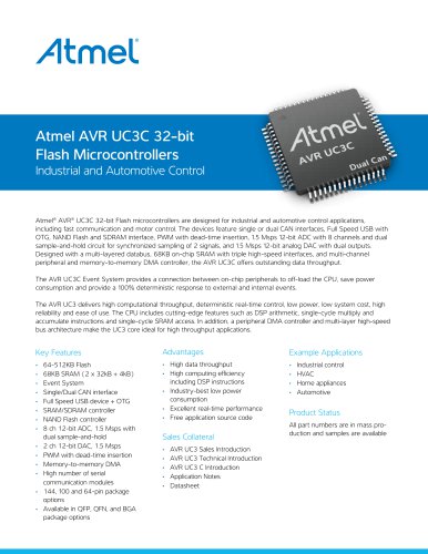 Atmel AVR UC3 32-bit Flash Microcontrollers