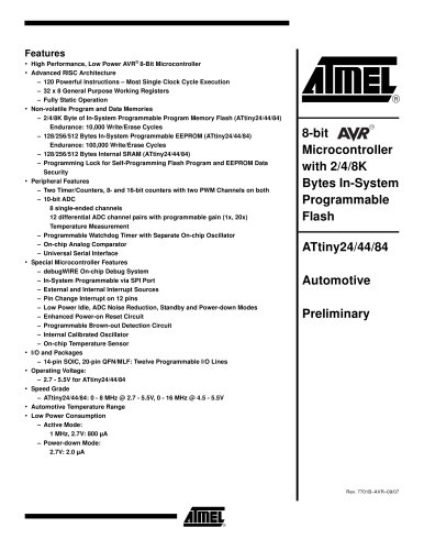 ATtiny24/44/84 Automotive Preliminary 